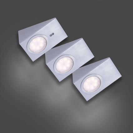 Leuchten Direkt 84111-55-3 - LOT 3x Éclairage de meuble avec un détecteur THEO LED/3,6W/230V