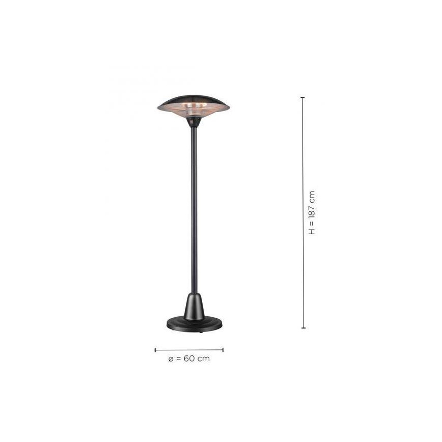 Leuchten Direkt 99501-18 - Élément chauffant extérieur GLOW 1500-3000W/230V 1,87 m IP34 noir