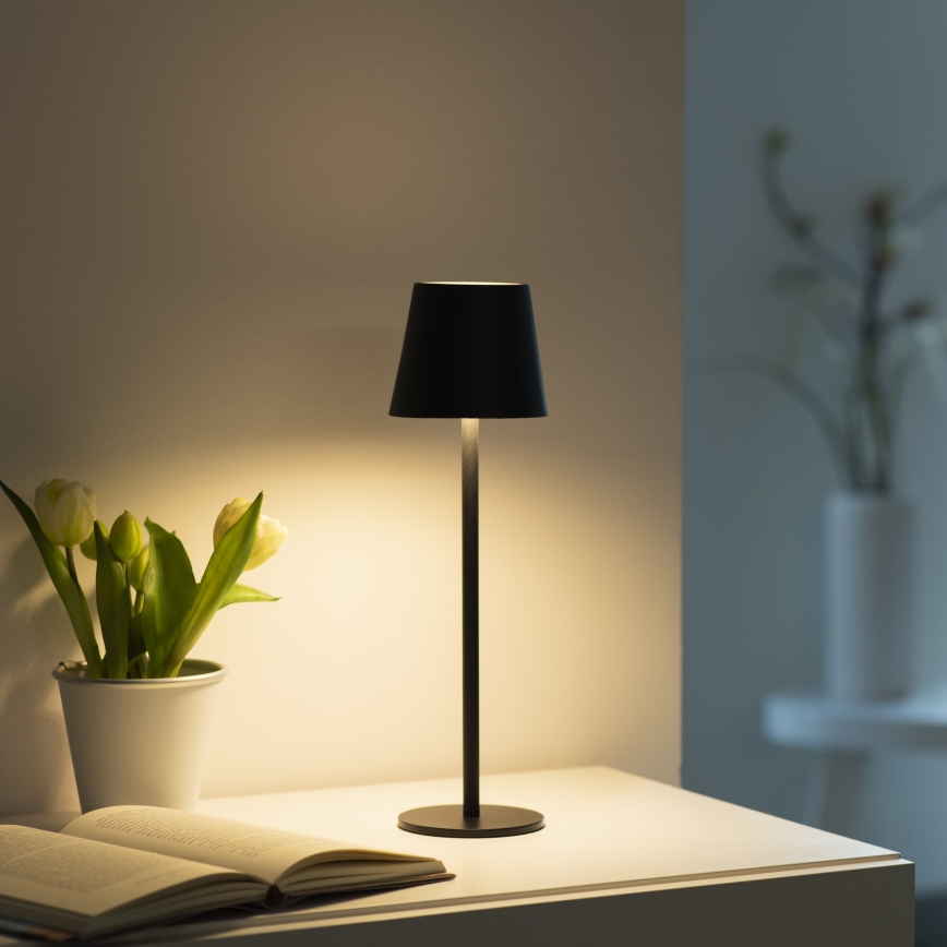 Leuchten Direkt 19250-18 - Lampe de table rechargeable extérieure à intensité variable EURIA LED/3W/5V 2600 mAh IP54 noir