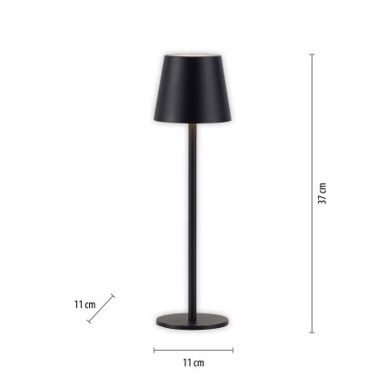 Leuchten Direkt 19250-18 - Lampe de table rechargeable extérieure à intensité variable EURIA LED/3W/5V 2600 mAh IP54 noir