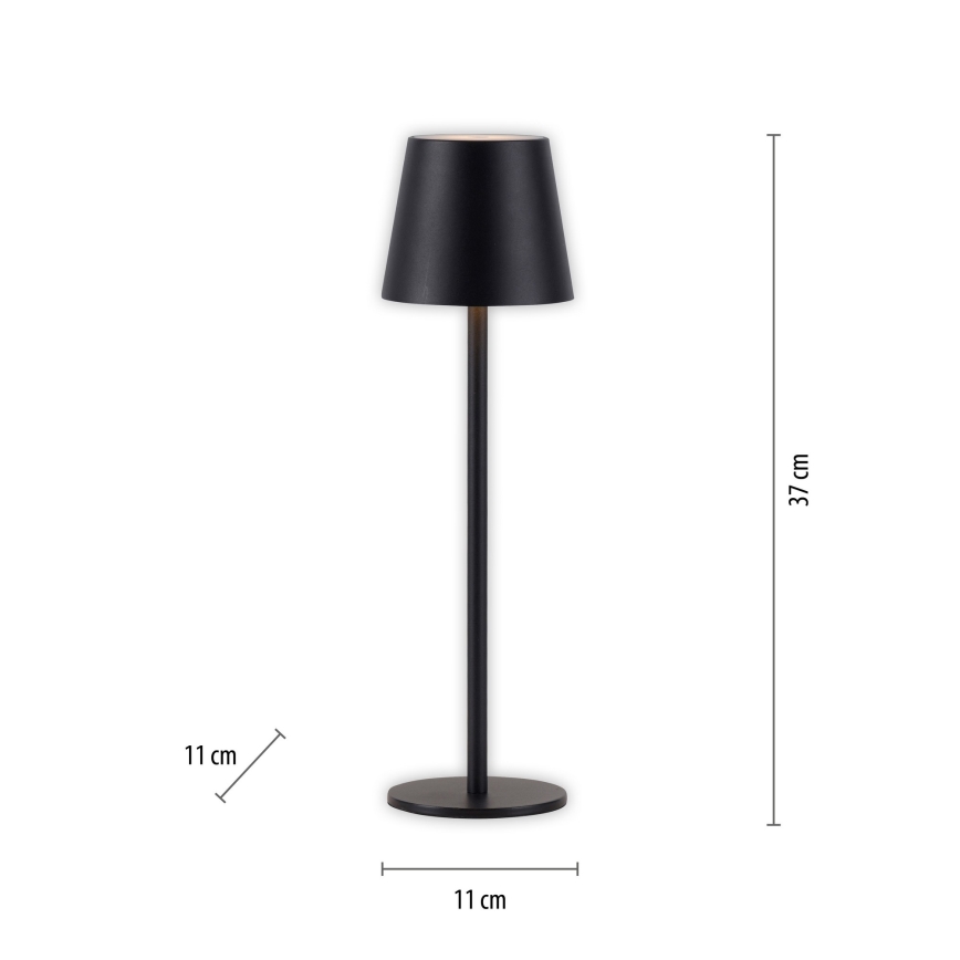 Leuchten Direkt 19250-18 - Lampe de table rechargeable extérieure à intensité variable EURIA LED/3W/5V 2600 mAh IP54 noir