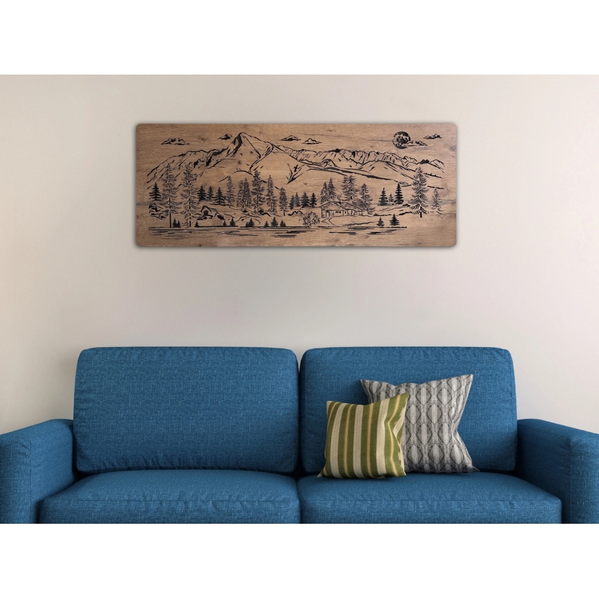 Li-Go 23521/OVL/DUB3 - Dimbare LED-wanddecoratie LED/10W/5V 30000 mAh 130x50 cm eik/chalet in de bergen