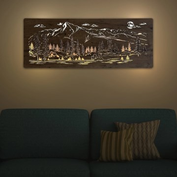 Li-Go 23524/DUB2 - Dimbare LED-wanddecoratie LED/24W/230V 130x50 cm eiken/Chalet in de bergen