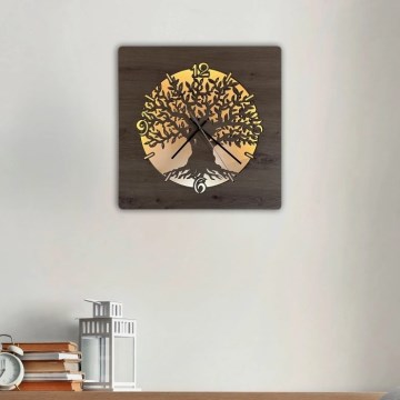 Li-Go 23537/DUB2 - dimbare LED-klok LED/10W/5V 20000 mAh 42x42 cm eiken/olijfhout, rond + afstandsbediening