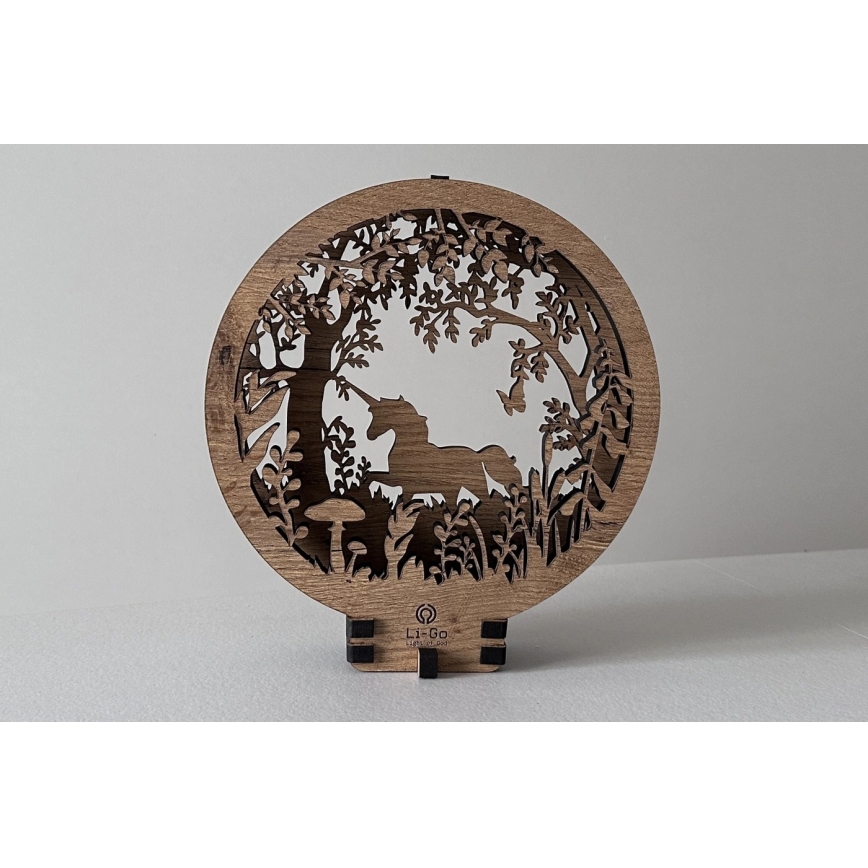 Li-Go 23568/DUB2 - Dimbare LED-tafeldecoratie LED/12W/230V 20x22 cm eik/eenhoorn