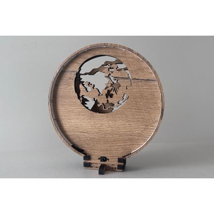 Li-Go 23574/DUB2 - Lampe de table décorative LED dimmable/12W/230V 20x22 cm chêne/Loup et lune