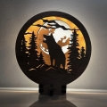 Li-Go 23574/DUB2 - dimbare LED-tafeldecoratie LED/12W/230V 20x22 cm eiken/Wolf en maan