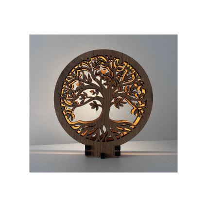 Li-Go 23577/DUB2 - Lampe de table décorative LED dimmable LED/12W/230V 20x22 cm chêne/Arbre de vie