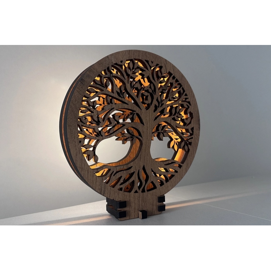 Li-Go 23577/DUB2 - Lampe de table décorative LED dimmable LED/12W/230V 20x22 cm chêne/Arbre de vie