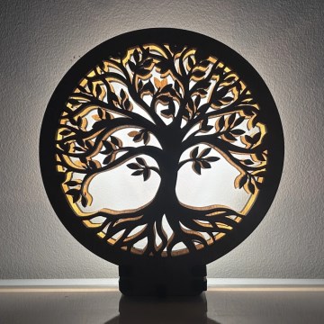 Li-Go 23577/DUB2 - Lampe de table décorative LED dimmable LED/12W/230V 20x22 cm chêne/Arbre de vie