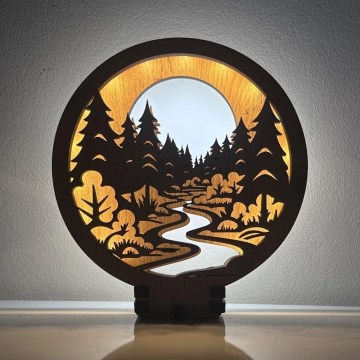 Li-Go 23580/DUB2 - Décoration de table LED à intensité variable LED/12W/230V 20x22 cm chêne/En forêt