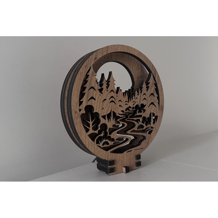 Li-Go 23580/DUB2 - Décoration de table LED à intensité variable LED/12W/230V 20x22 cm chêne/En forêt