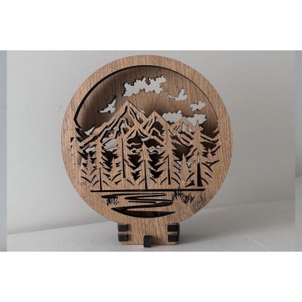 Li-Go 23583/DUB2 - Dimbare LED-tafeldecoratie LED/12W/230V 20x22 cm eikenhout/Bergen en bos