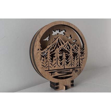 Li-Go 23583/DUB2 - Dimbare LED-tafeldecoratie LED/12W/230V 20x22 cm eikenhout/Bergen en bos