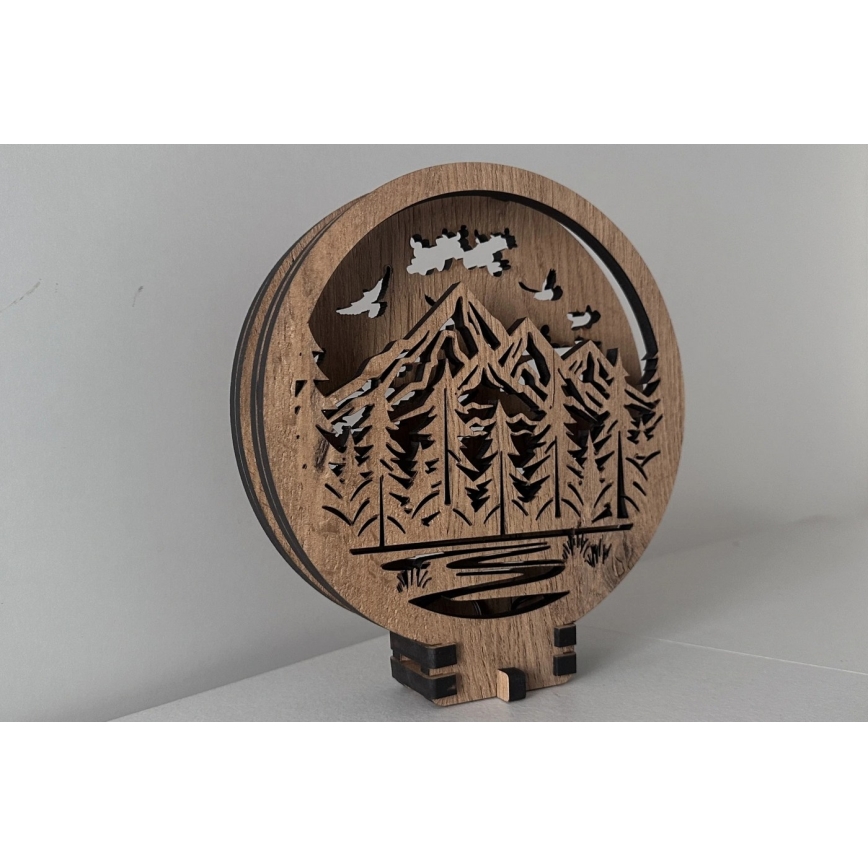 Li-Go 23583/DUB2 - Dimbare LED-tafeldecoratie LED/12W/230V 20x22 cm eikenhout/Bergen en bos