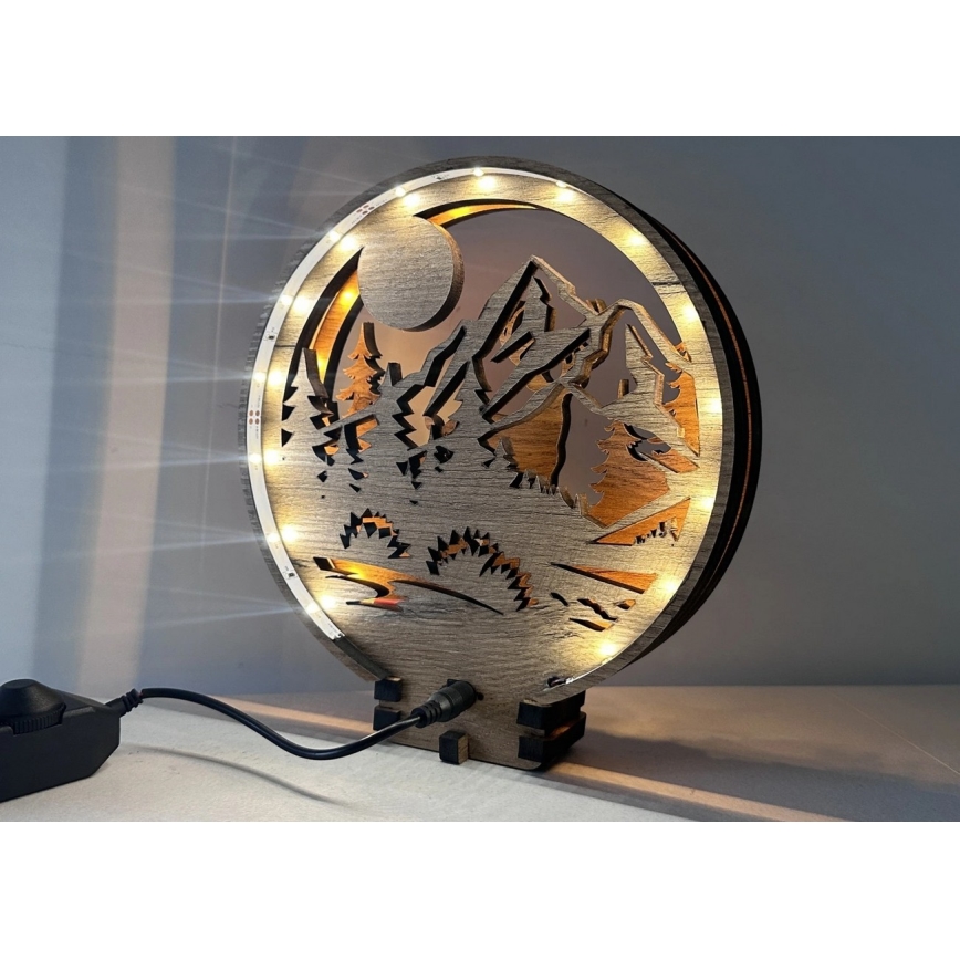 Li-Go 23592/DUB2 - LED-dimbare tafeldecoratie LED/12W/230V 20x22 cm eik/hert en hinde