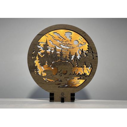 Li-Go 23595/DUB2 - Dimbare LED tafeldecoratie LED/12W/230V 20x22 cm eiken/beren