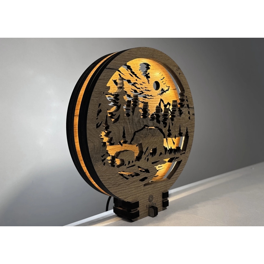 Li-Go 23595/DUB2 - Dimbare LED tafeldecoratie LED/12W/230V 20x22 cm eiken/beren