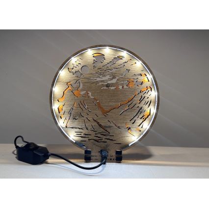 Li-Go 23595/DUB2 - Dimbare LED tafeldecoratie LED/12W/230V 20x22 cm eiken/beren