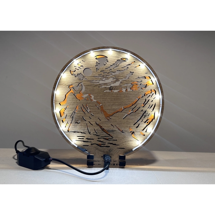 Li-Go 23595/DUB2 - Dimbare LED tafeldecoratie LED/12W/230V 20x22 cm eiken/beren