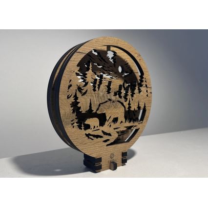 Li-Go 23595/DUB2 - Lampe décorative de table LED dimmable LED/12W/230V 20x22 cm chêne/ours