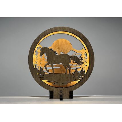 Li-Go 23598/DUB2 - Dimbare LED-tafeldecoratie LED/12W/230V 20x22 cm eik/paard