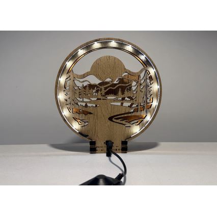 Li-Go 23598/DUB2 - Dimbare LED-tafeldecoratie LED/12W/230V 20x22 cm eik/paard