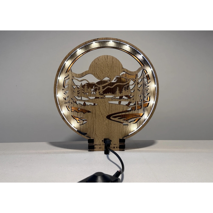 Li-Go 23598/DUB2 - Dimbare LED-tafeldecoratie LED/12W/230V 20x22 cm eik/paard