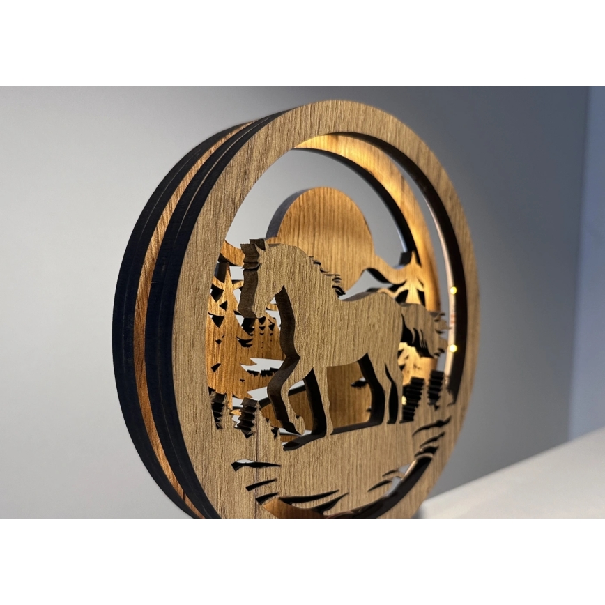 Li-Go 23598/DUB2 - Dimbare LED-tafeldecoratie LED/12W/230V 20x22 cm eik/paard