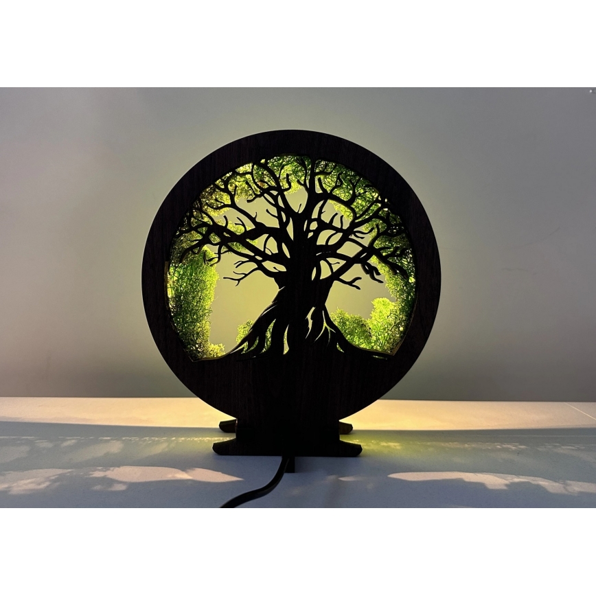 Li-Go 23604/DUB2 - Dimbare LED tafeldecoratie LED/12W/230V 20x22 cm eik/mos en boom