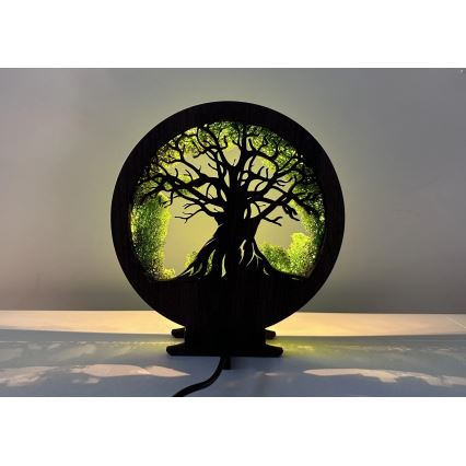 Li-Go 23604/DUB2 - Décoration de table LED dimmable LED/12W/230V 20x22 cm chêne/mousse et arbre