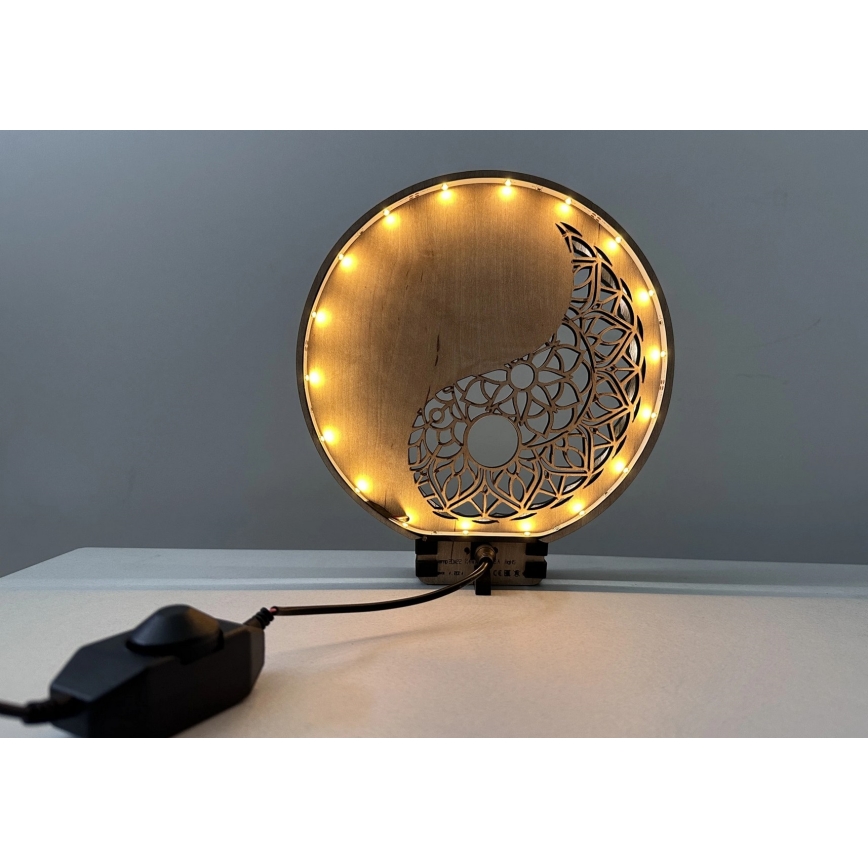Li-Go 23607/O - Lampe de table décorative LED dimmable/12W/230V 20x22 cm noyer/Yin Yang