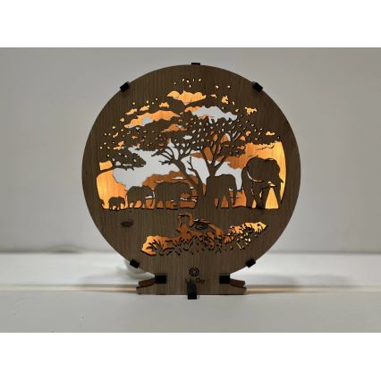 Li-Go 23610/DUB2 - LED dimbare tafeldecoratie LED/12W/230V 20x22 cm eiken/olifanten