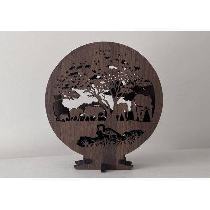 Li-Go 23610/DUB2 - LED dimbare tafeldecoratie LED/12W/230V 20x22 cm eiken/olifanten