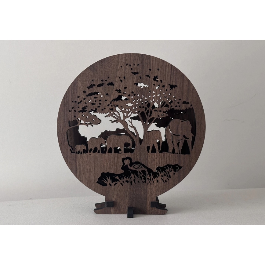 Li-Go 23610/DUB2 - LED dimbare tafeldecoratie LED/12W/230V 20x22 cm eiken/olifanten