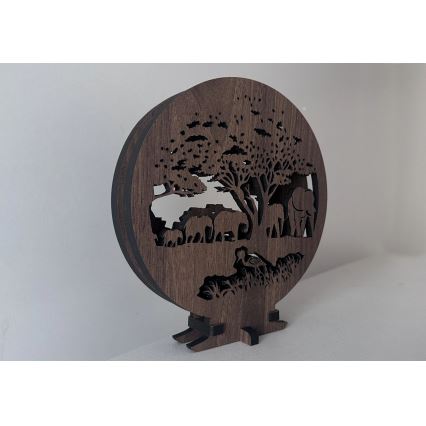 Li-Go 23610/DUB2 - Lampe décorative de table LED dimmable, 12 W/230 V, 20 x 22 cm, chêne/Éléphants