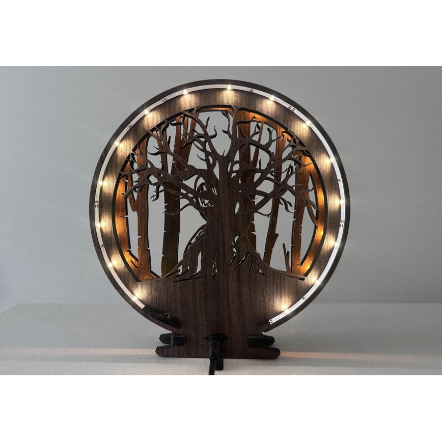 Li-Go 23613/DUB2 - Dimbare LED tafeldecoratie LED/12W/230V 20x22 cm eiken/Grut