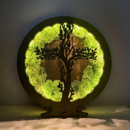 Li-Go 23622/DUB2 - Décoration de table LED à intensité variable LED/12W/230V 20x22 cm chêne/Croix dans la mousse