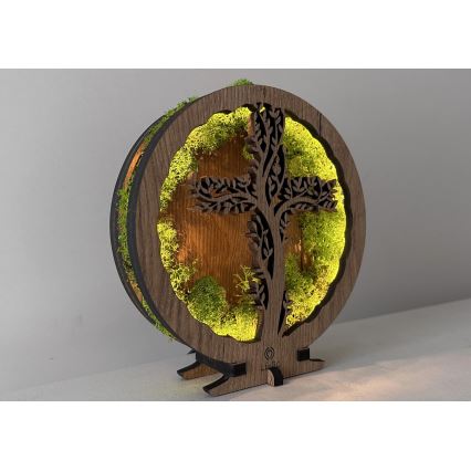 Li-Go 23622/DUB2 - Décoration de table LED à intensité variable LED/12W/230V 20x22 cm chêne/Croix dans la mousse