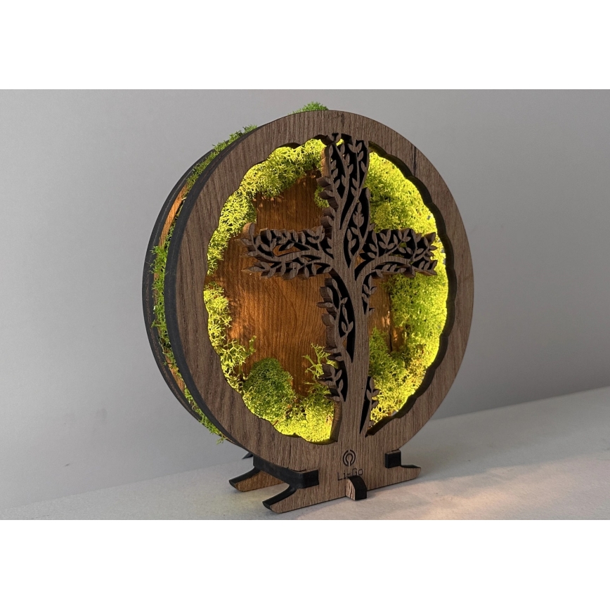 Li-Go 23622/DUB2 - Décoration de table LED à intensité variable LED/12W/230V 20x22 cm chêne/Croix dans la mousse