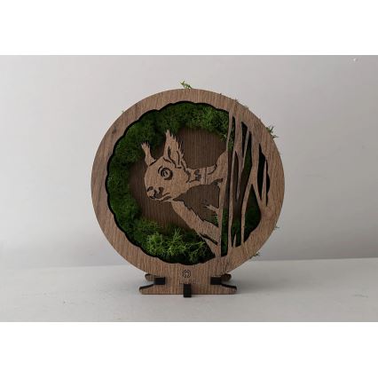 Li-Go 23625/DUB2 - Dimbare LED-tafeldecoratie LED/12W/230V 20x22 cm eiken/mos-eekhoorn