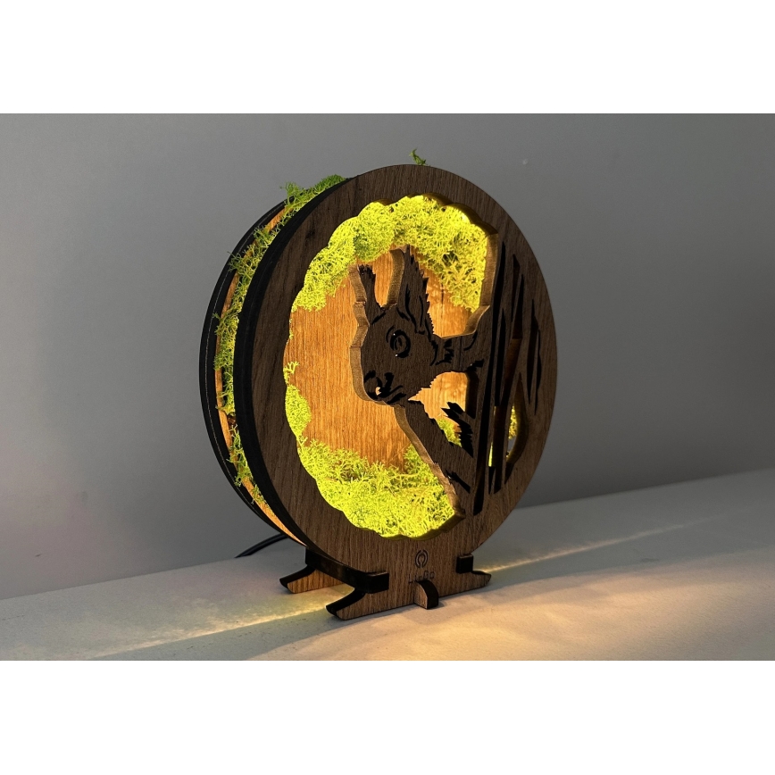 Li-Go 23625/DUB2 - Dimbare LED-tafeldecoratie LED/12W/230V 20x22 cm eiken/mos-eekhoorn