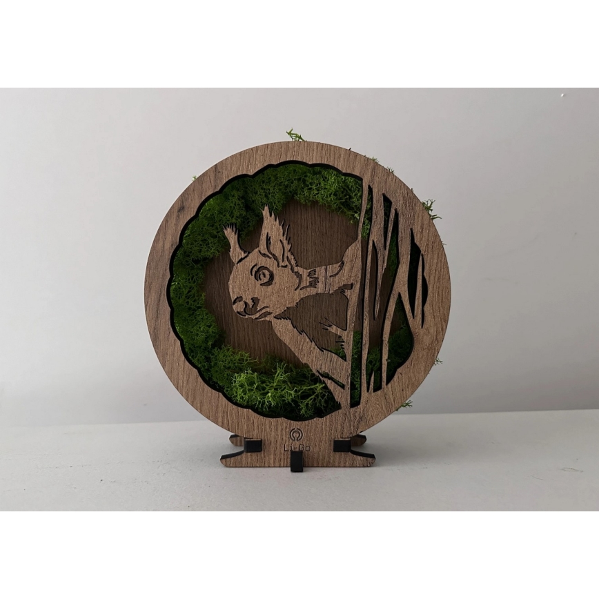 Li-Go 23625/DUB2 - dimbare LED-tafeldecoratie LED/12W/230V 20x22 cm eiken/mos-eekhoorn