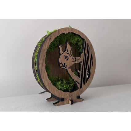 Li-Go 23625/DUB2 - dimbare LED-tafeldecoratie LED/12W/230V 20x22 cm eiken/mos-eekhoorn