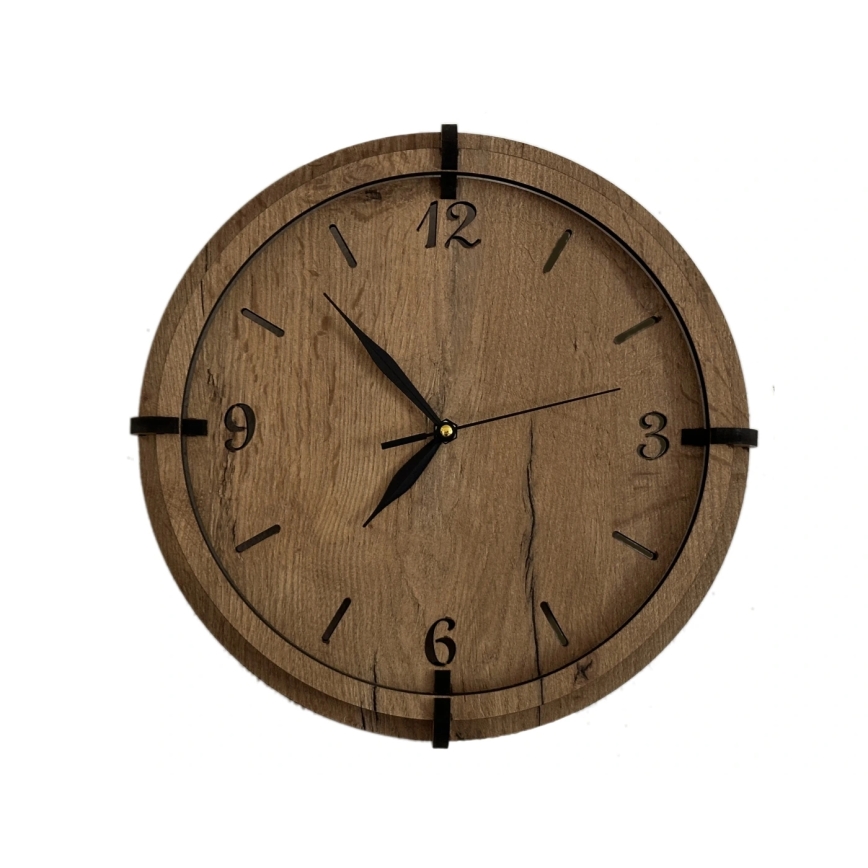 Li-Go 23628/DUB3 - Horloge murale LED/1xAA Ø 32 cm chêne clair/ronde