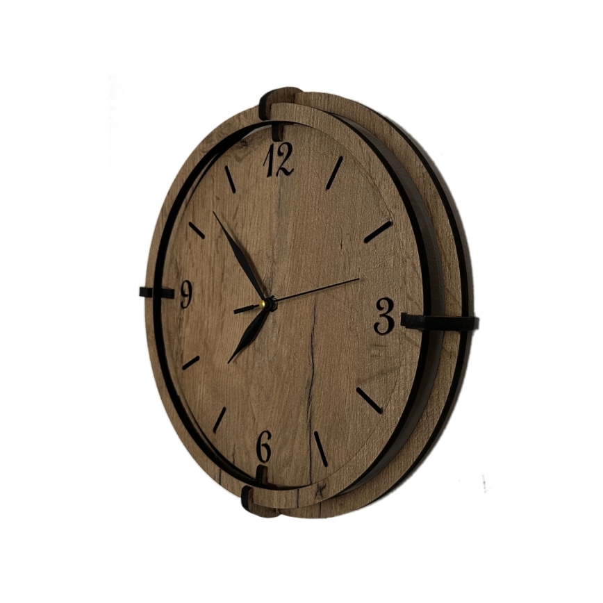 Li-Go 23628/DUB3 - Horloge murale LED/1xAA Ø 32 cm chêne clair/ronde