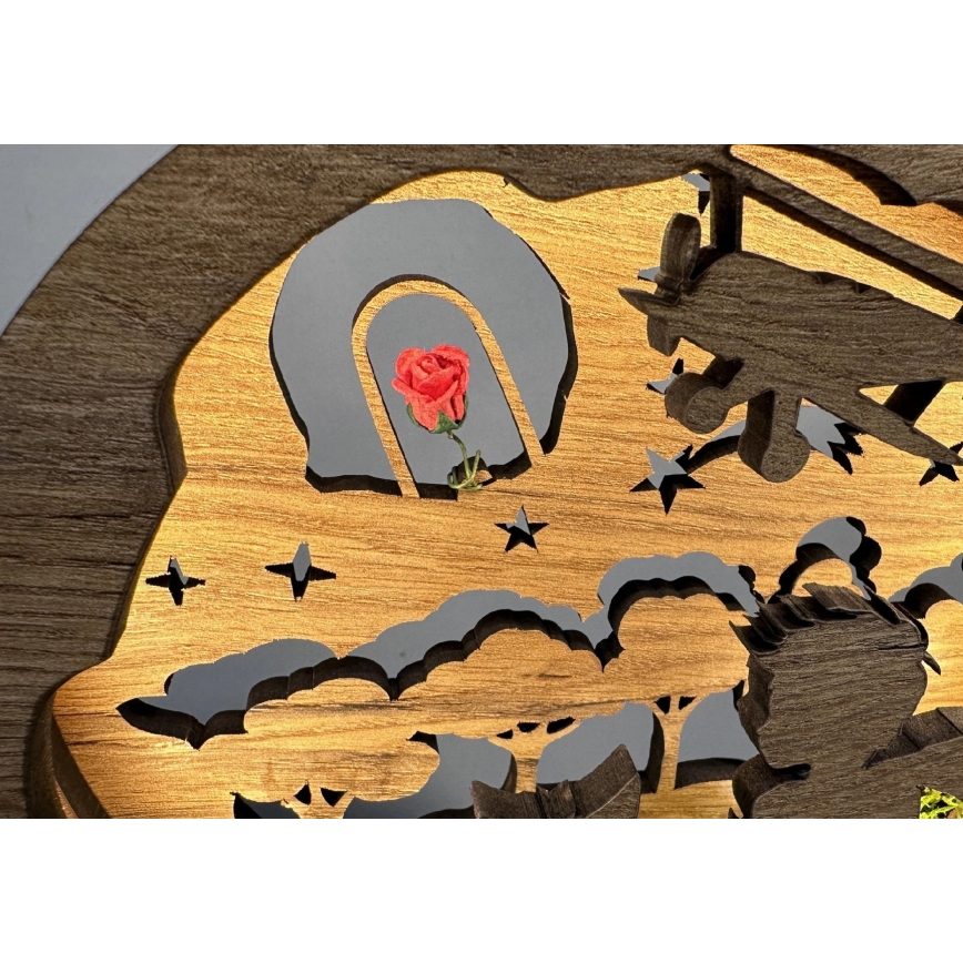 Li-Go 23634/DUB2 - Dimbare LED tafeldecoratie LED/12W/230V 20x22 cm eiken/De Kleine Prins met een roos