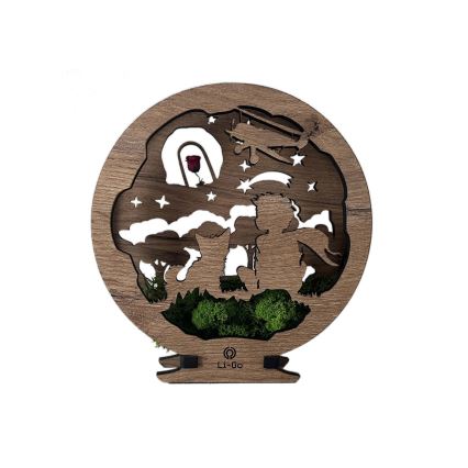 Li-Go 23634/DUB2 - Lampe de table décorative LED dimmable LED/12W/230V 20x22 cm chêne/Le Petit Prince et sa rose
