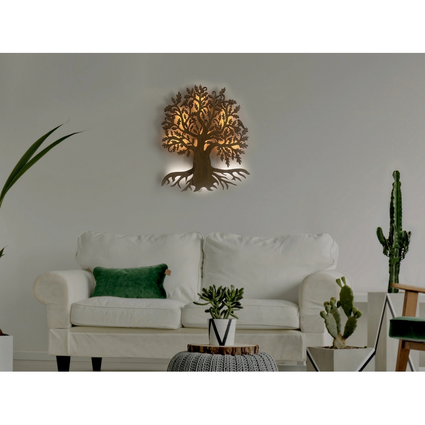 Li-Go 23673/DUB2 - Décoration murale LED dimmable LED/10W/5V 20000 mAh 45x55 cm chêne + télécommande