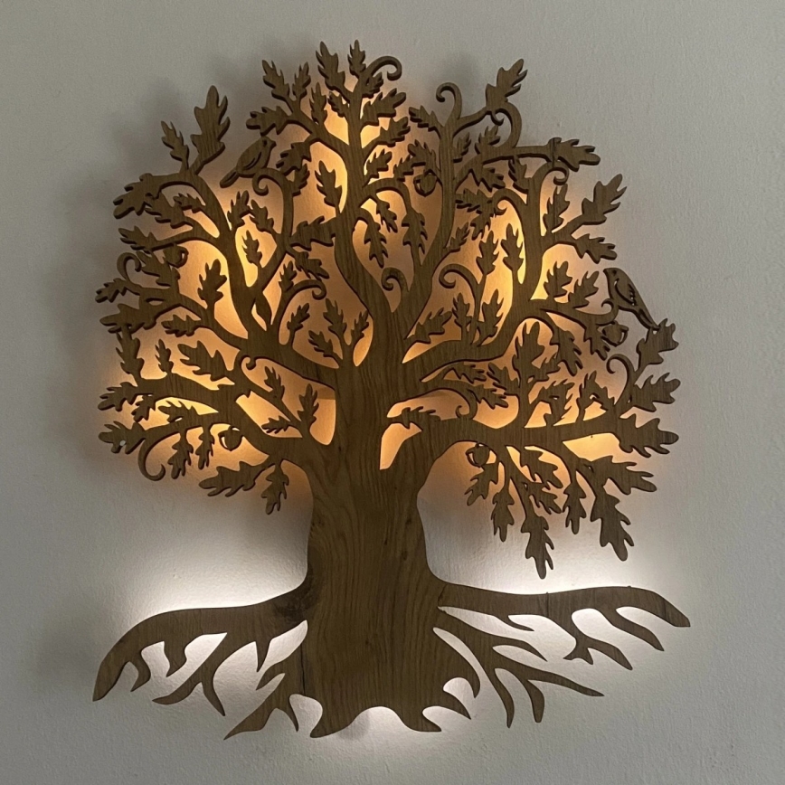 Li-Go 23673/DUB2 - Décoration murale LED dimmable LED/10W/5V 20000 mAh 45x55 cm chêne + télécommande